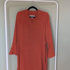 Emma & Michele Dress | Burnt Orange Crinkle Long Sleeve Tie Back Size 4